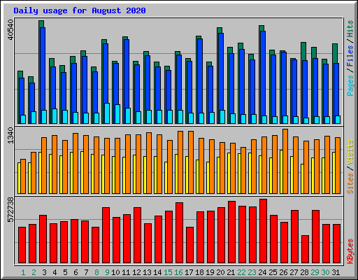 Daily usage for August 2020