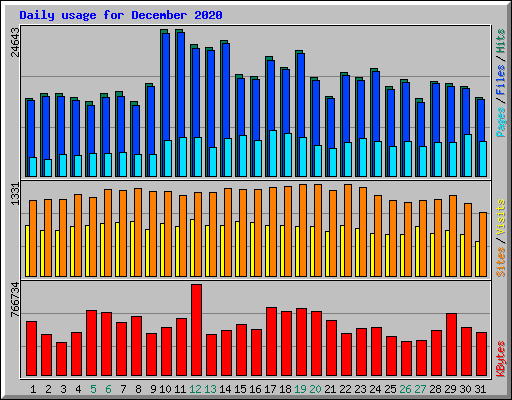 Daily usage for December 2020