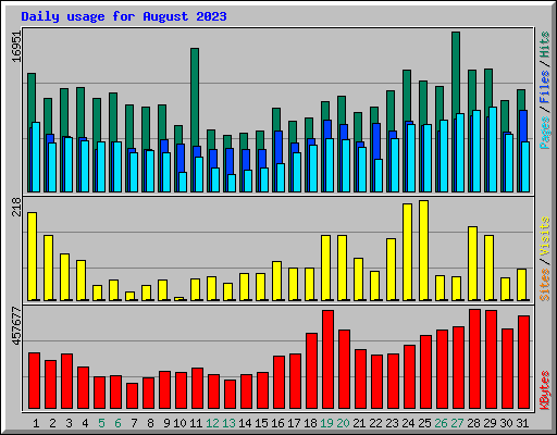 Daily usage for August 2023