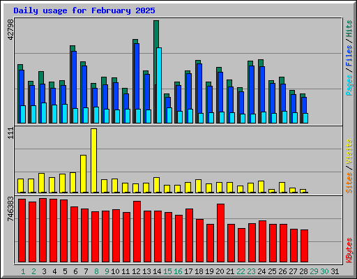 Daily usage for February 2025