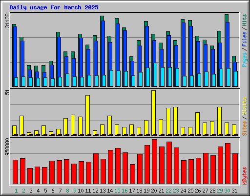 Daily usage for March 2025