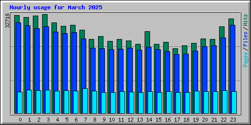 Hourly usage for March 2025
